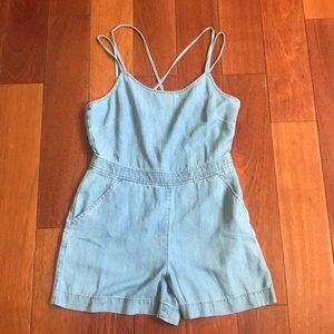 LOFT CHAMBRAY ROMPER SMALL